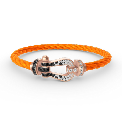 [NOVO]FORCE Großes Hufeisen Schwarz Weiß Diamantarmband Roségold