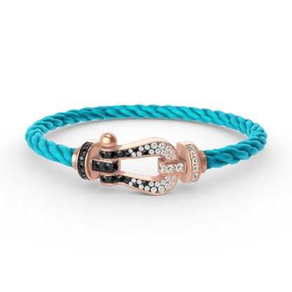 [NOVO]FORCE Großes Hufeisen Schwarz Weiß Diamantarmband Roségold