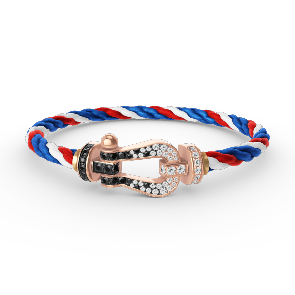 [NOVO]FORCE Großes Hufeisen Schwarz Weiß Diamantarmband Roségold