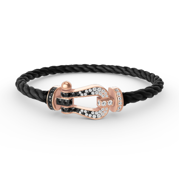 [NOVO]FORCE Großes Hufeisen Schwarz Weiß Diamantarmband Roségold