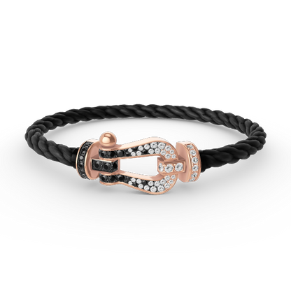 [NOVO]FORCE Großes Hufeisen Schwarz Weiß Diamantarmband Roségold