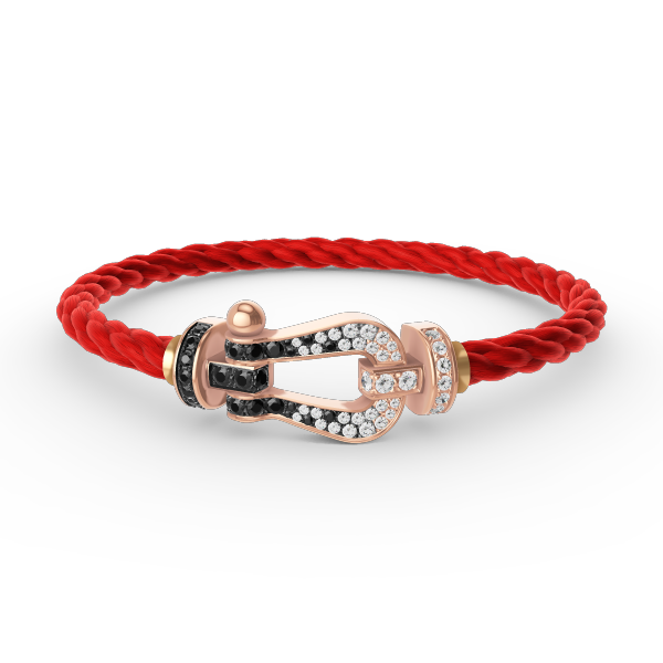 [NOVO]FORCE Großes Hufeisen Schwarz Weiß Diamantarmband Roségold