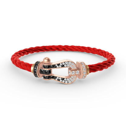 [NOVO]FORCE Großes Hufeisen Schwarz Weiß Diamantarmband Roségold