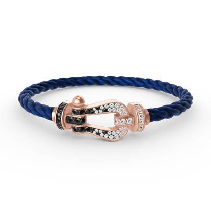 [NOVO]FORCE Großes Hufeisen Schwarz Weiß Diamantarmband Roségold