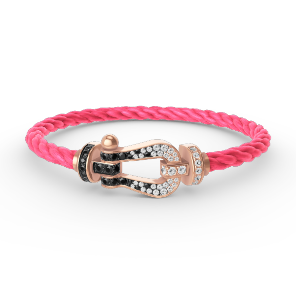 [NOVO]FORCE Großes Hufeisen Schwarz Weiß Diamantarmband Roségold