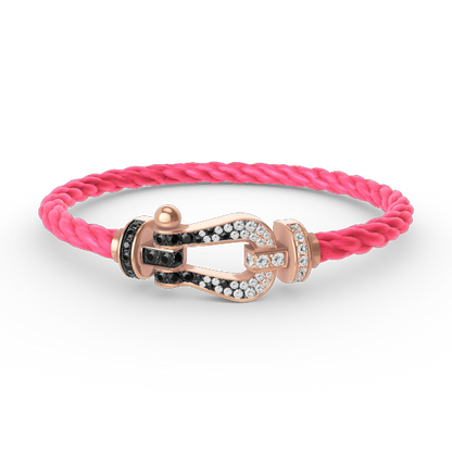 [NOVO]FORCE Großes Hufeisen Schwarz Weiß Diamantarmband Roségold