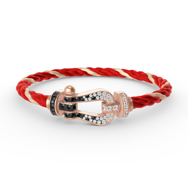 [NOVO]FORCE Großes Hufeisen Schwarz Weiß Diamantarmband Roségold