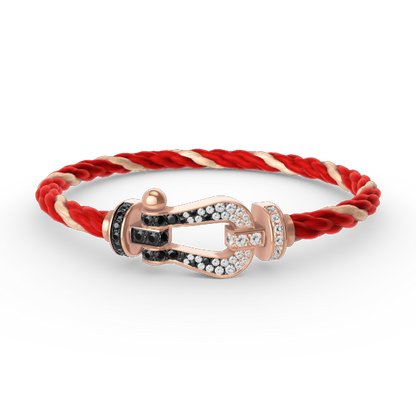 [NOVO]FORCE Großes Hufeisen Schwarz Weiß Diamantarmband Roségold