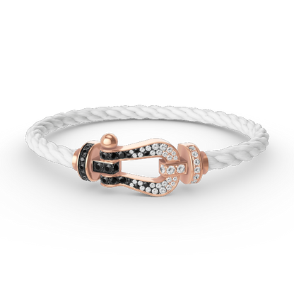 [NOVO]FORCE Großes Hufeisen Schwarz Weiß Diamantarmband Roségold