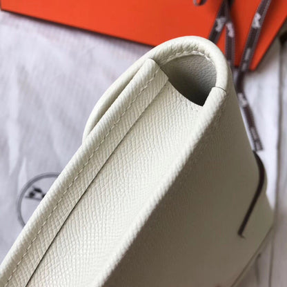 Hermes Jige Elan 29 Clutch In White Epsom Leather