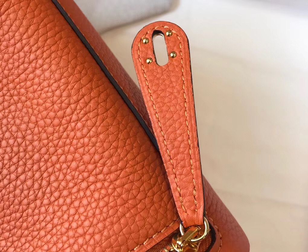 HM Mini Lindy 20cm Orange Clemence Leather