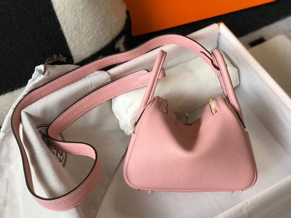 HM Mini Lindy 20cm Pink Clemence Leather