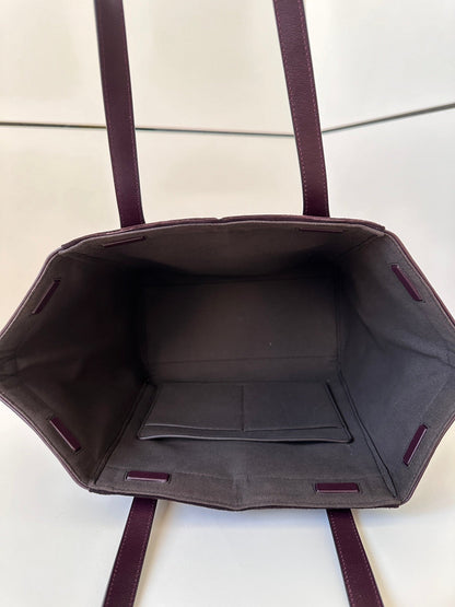 ORIGAMI MEDIUM 27 IN WINE RED LAMBSKIN AND SUEDE
