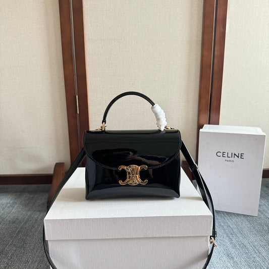 TEEN NINO BAG 20 IN BLACK GLOSSY CALFSKIN GOLD HARDWARE