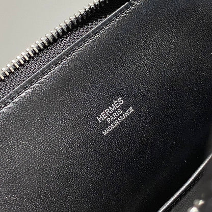 HM Bolide 25 Black Epsom Leather Silver Hardware 237384