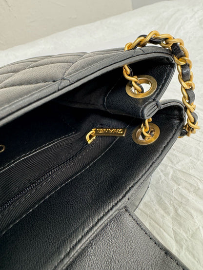 24c cc small shopping bag 21cm black lambskin gold hardware