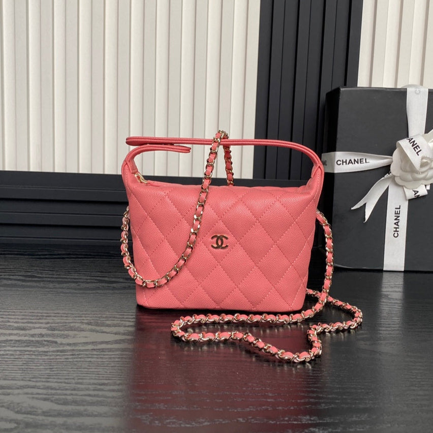 CC 25C Hobo Bag 21.5cm Top Handle Dark Pink Grained Calfskin