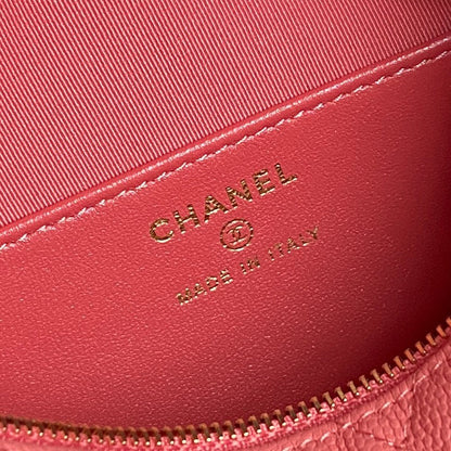 CC 25C Hobo Bag 21.5cm Top Handle Dark Pink Grained Calfskin