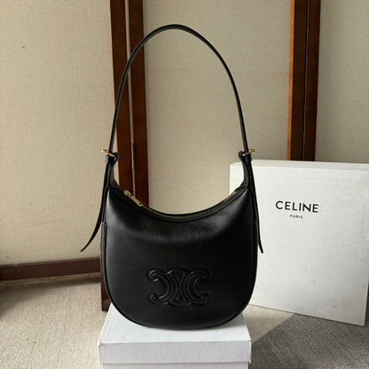 SMALL HÉLOÏSE BAG CUIR 22 IN BLACK CALFSKIN EMBOSSED LOGO