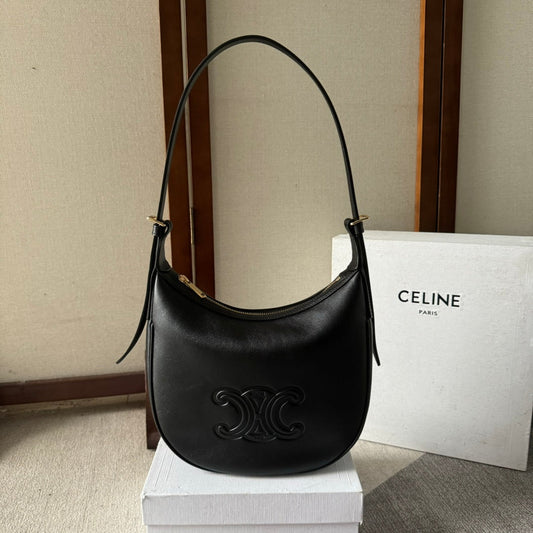 SMALL HÉLOÏSE BAG CUIR 22 IN BLACK CALFSKIN EMBOSSED LOGO