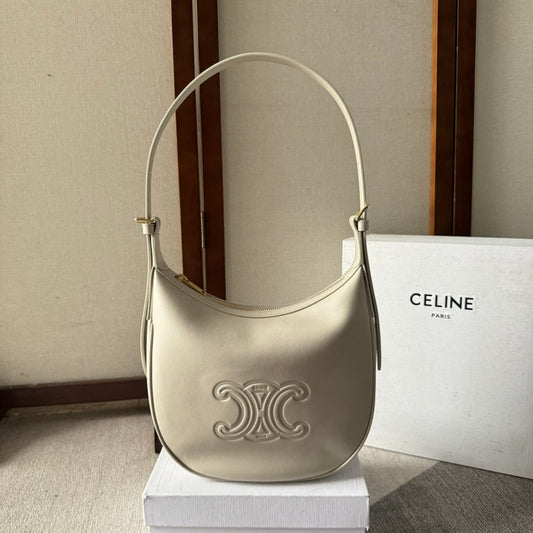 SMALL HÉLOÏSE BAG CUIR 22 IN WHITE CALFSKIN EMBOSSED LOGO