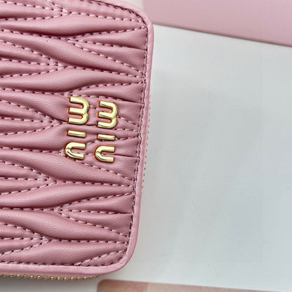 SMALL MATELASSÉ WALLET 10 IN BEGONIA PINK LEATHER