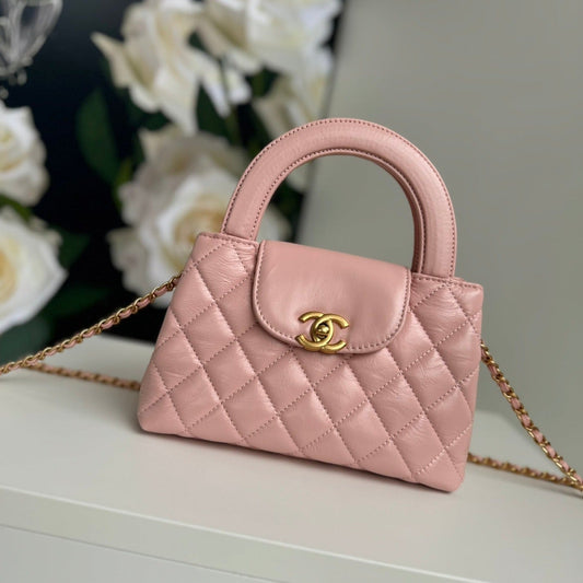 cc 24a nano 19cm kelly shopper bag pastel pink lambskin