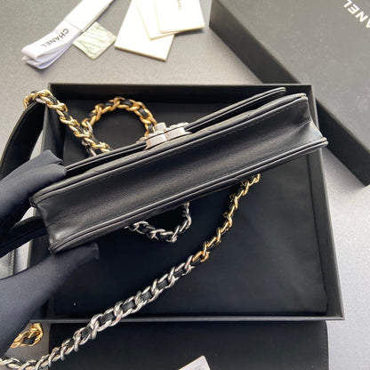 CC 19 Woc 19cm Black Calfskin SIlver Hardware