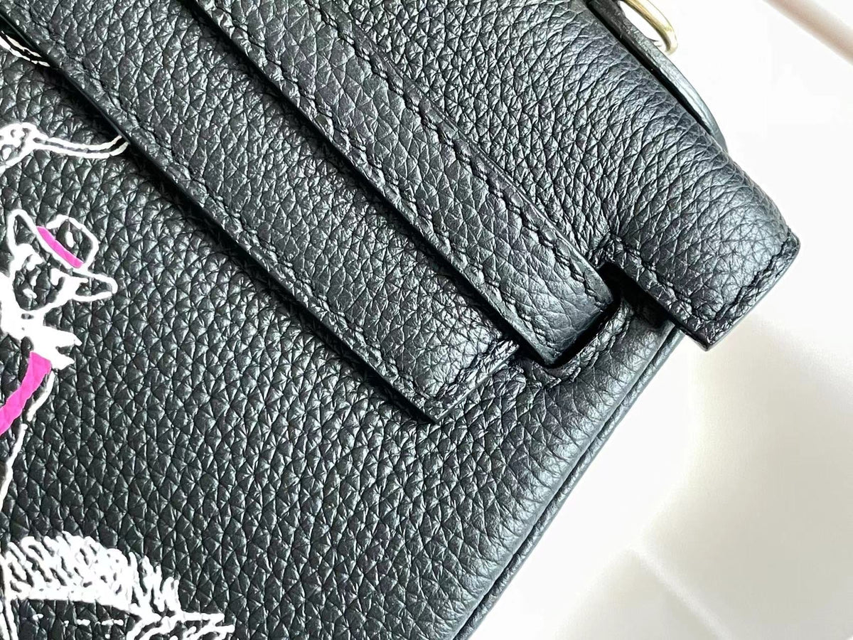 BIRKIN 25 BAG IN BLACK CALFSKIN WITH WHITE STICKER (MADE - TO - ODER)