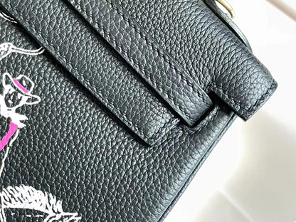 BIRKIN 25 BAG IN BLACK CALFSKIN WITH WHITE STICKER (MADE - TO - ODER)