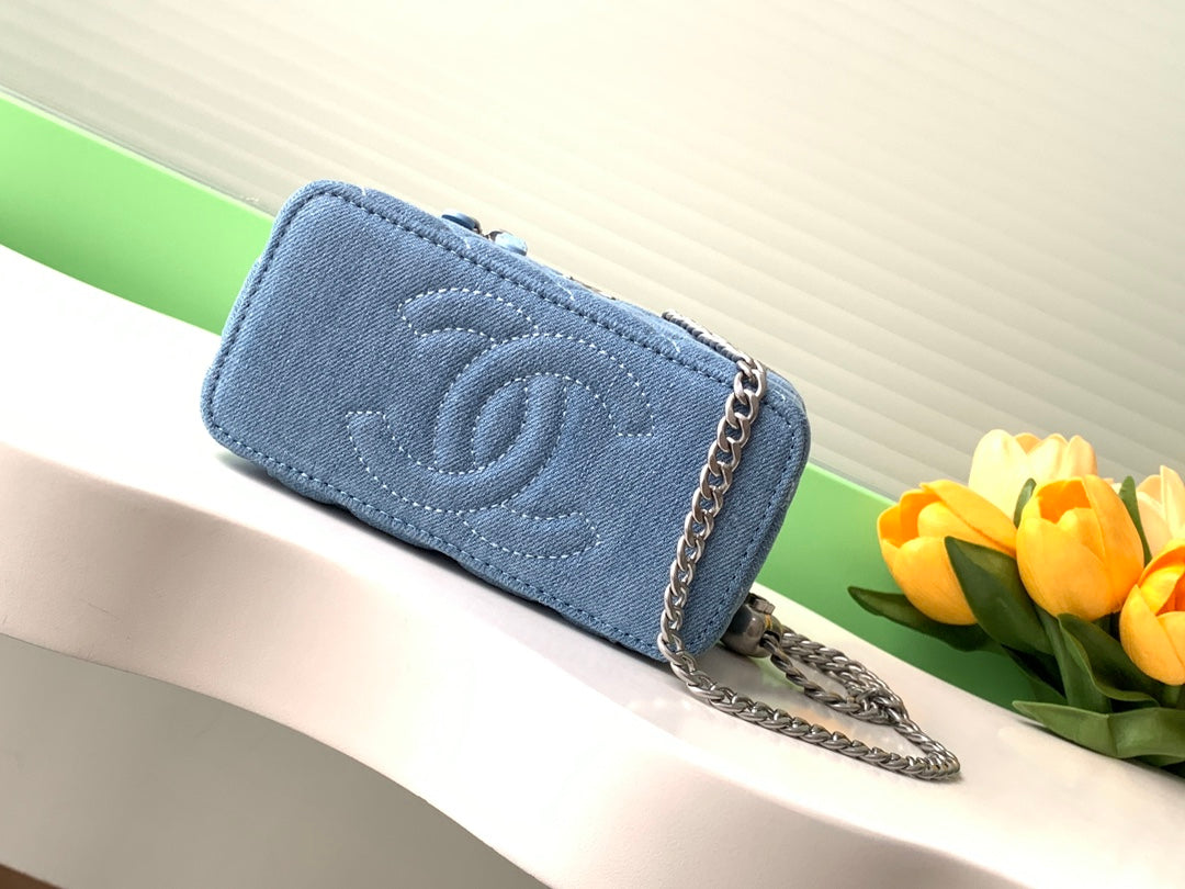 CC 24K Vanity 18cm Blue Denim Silver Hardware