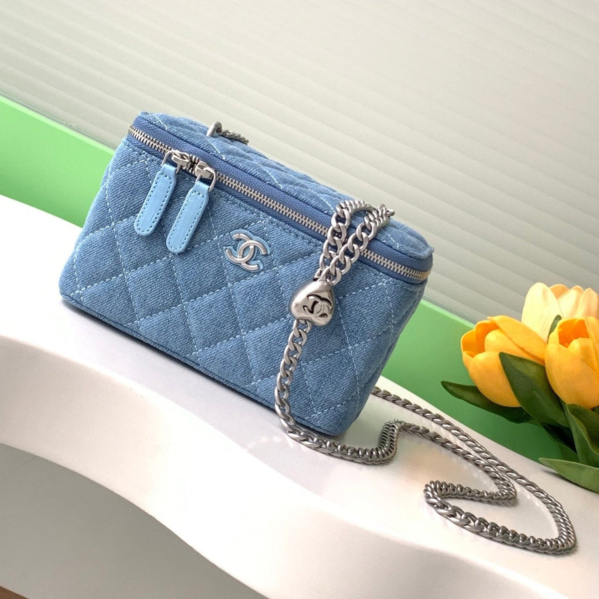 CC 24K Vanity 18cm Blue Denim Silver Hardware