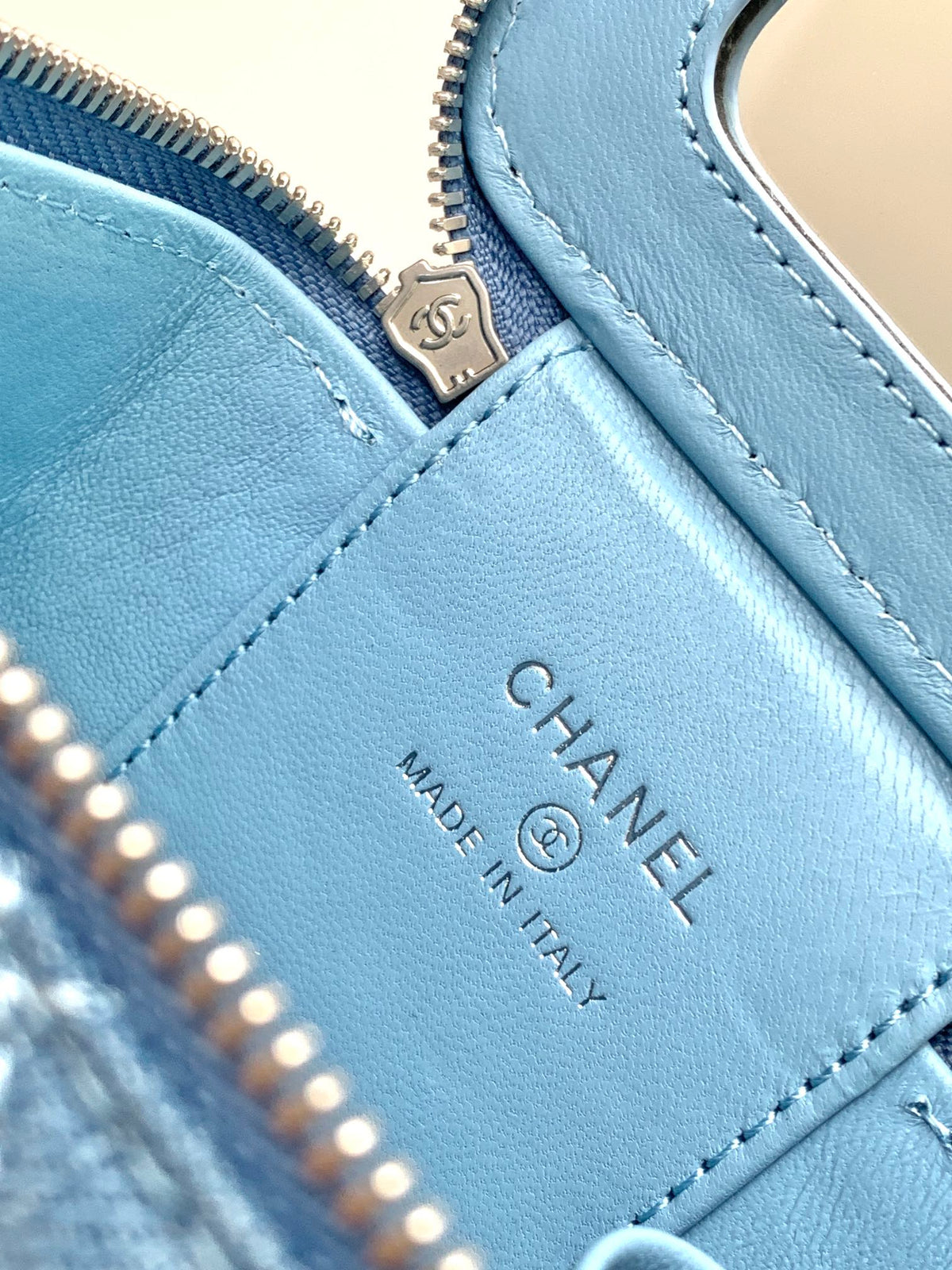 CC 24K Vanity 11cm Blue Denim Silver Hardware