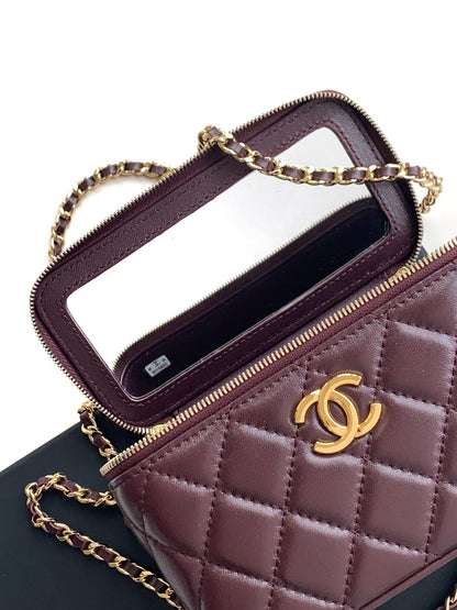 CC Vanity Case 17cm Burgundy Leather Gold Hardware 238499
