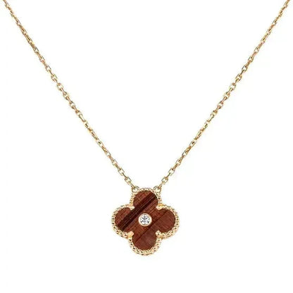 [NOVO]CLOVER 15MM DIAMANT UND GELBER TIGERAUGE-ACHAT-Halskette
