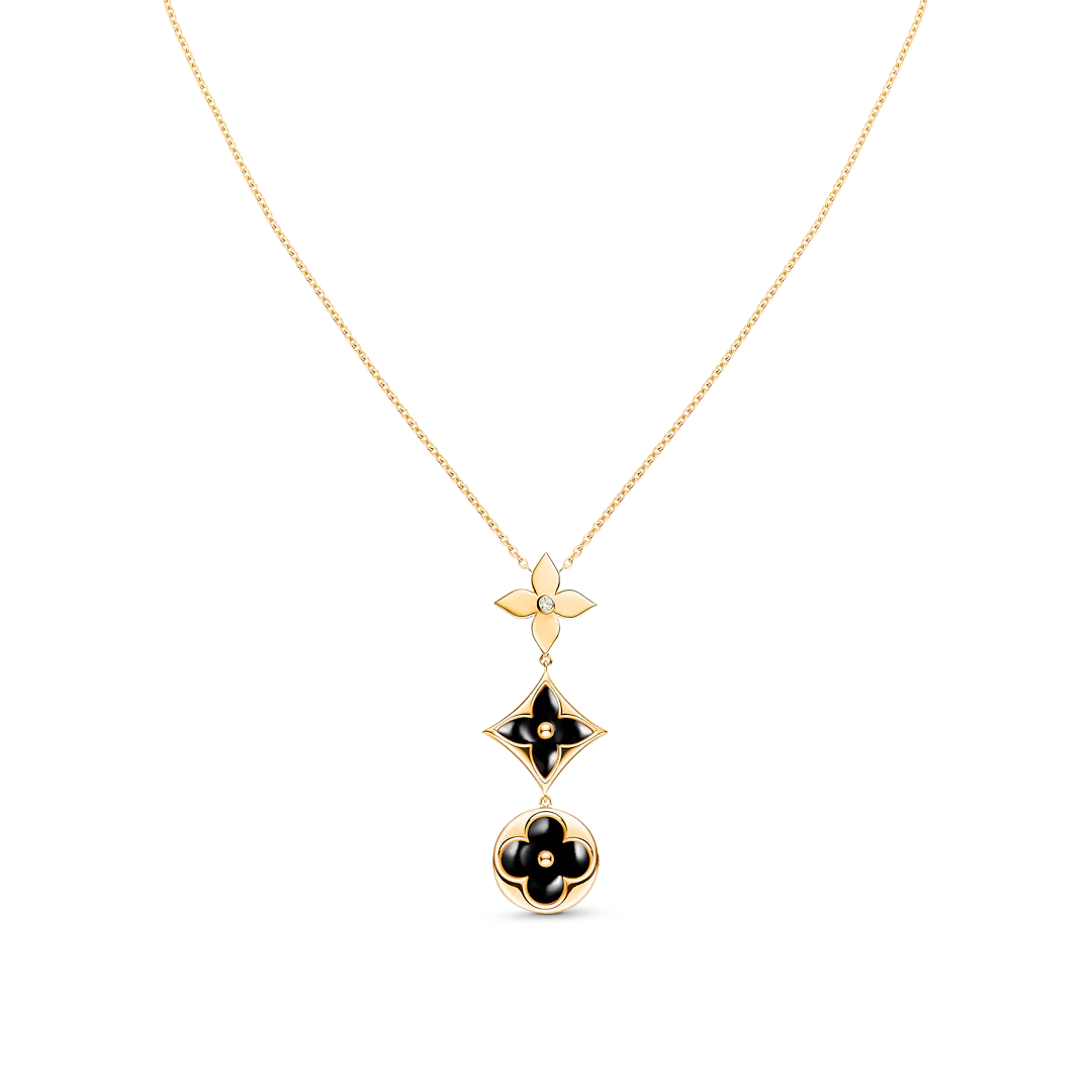 [NOVO]Stern- und Sonnen-Onyx-Halskette aus rosa Gold