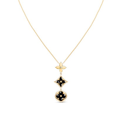 [NOVO]Stern- und Sonnen-Onyx-Halskette aus rosa Gold
