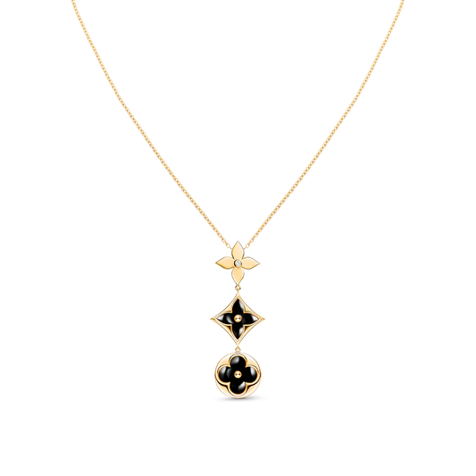 [NOVO]Stern- und Sonnen-Onyx-Halskette aus rosa Gold