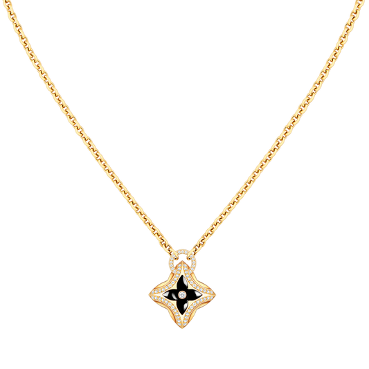 [NOVO]Sternanhänger, rosafarbene Gold-Diamant-Halskette