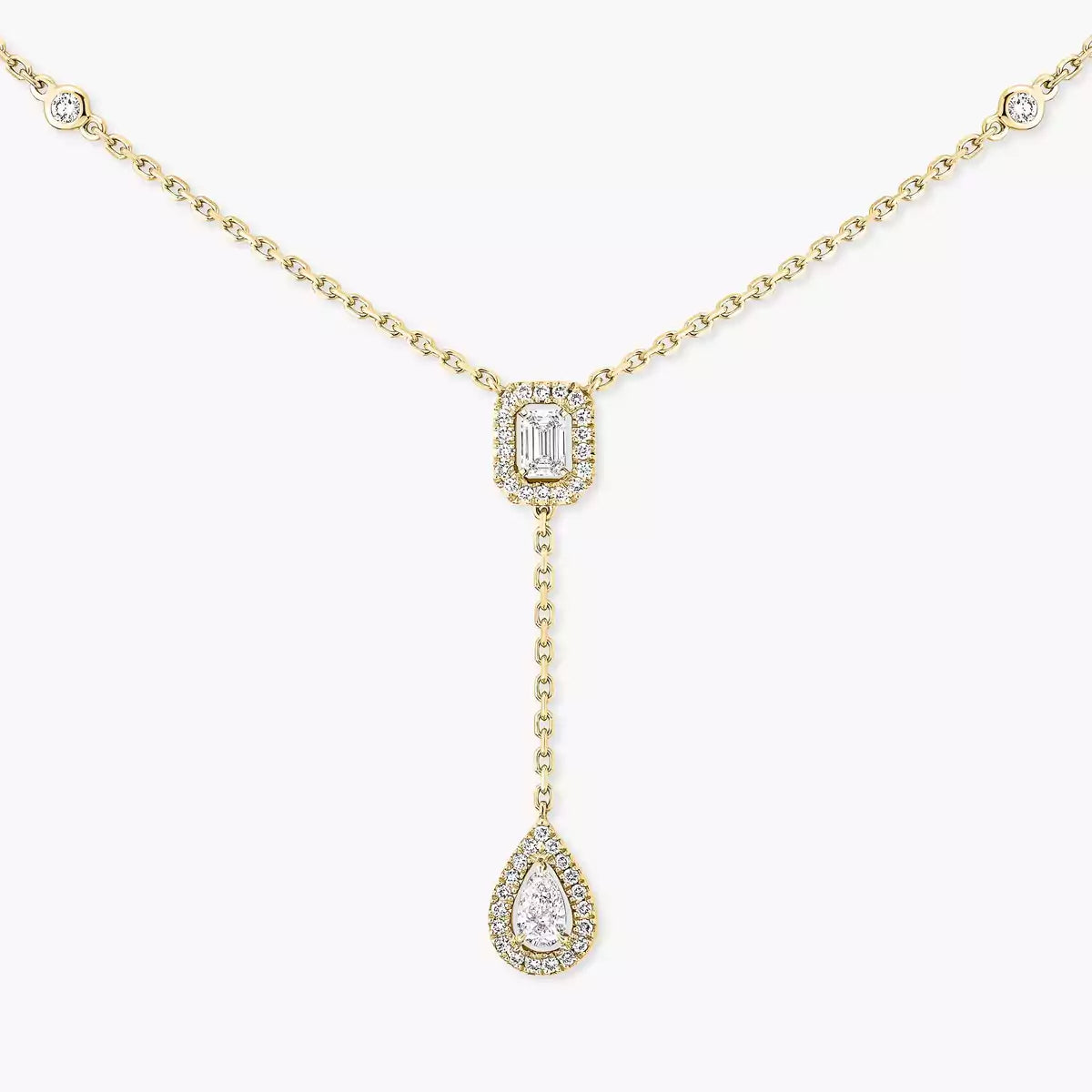 [GALE]Gold Diamond Tie Necklace