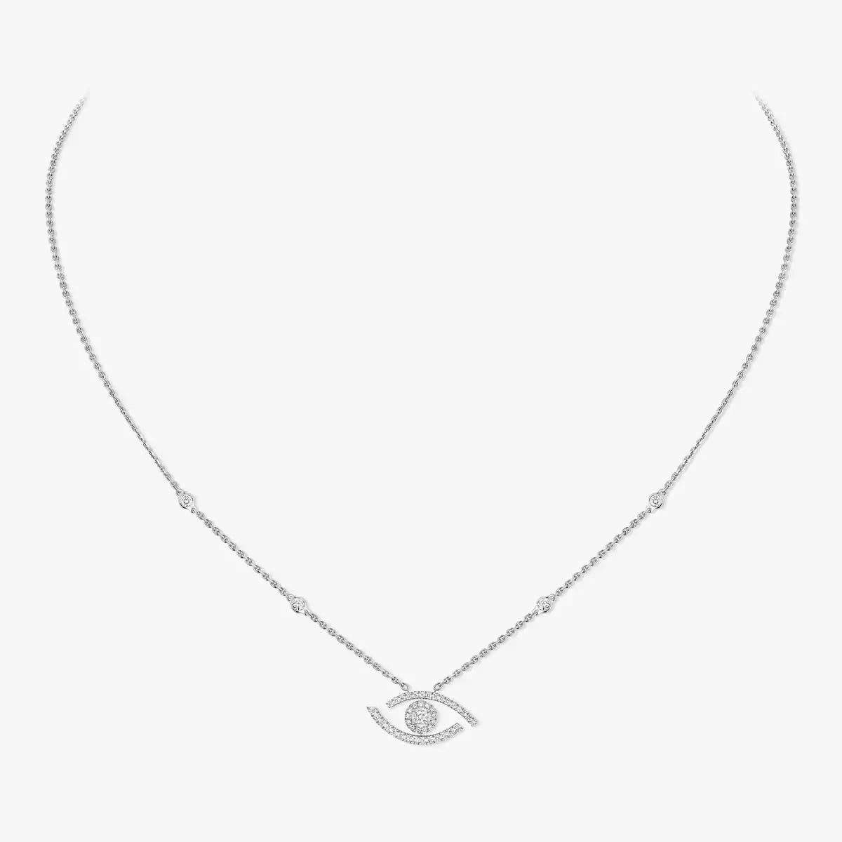 [GALE]Pave_ Diamond Necklace Lucky Eye