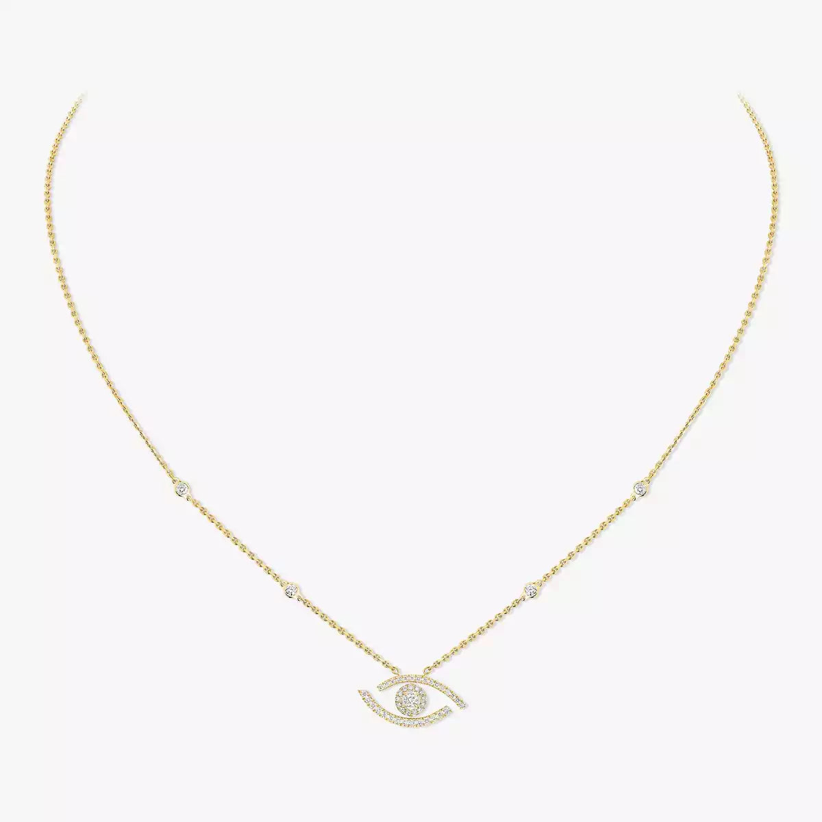 [GALE]Pave_ Diamond Necklace Lucky Eye