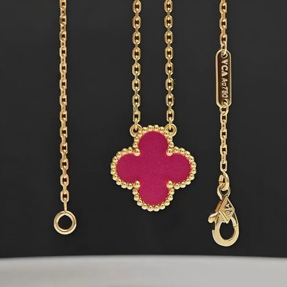 [GALE] NEW CLOVER 15MM PINK ENAMEL NECKLACE