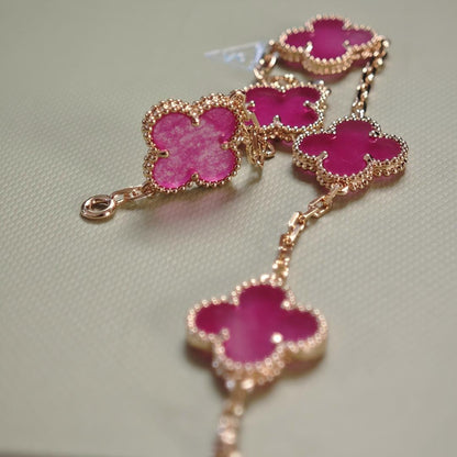 [GALE]NEW CLOVER 5 MOTIFS PINK ENAMEL BRACELET