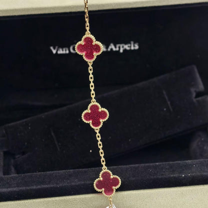 [GALE]NEW CLOVER 5 MOTIFS PINK ENAMEL BRACELET