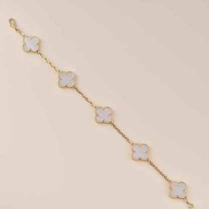 [GALE]CLOVER WHITE PEARL MOP 5 MOTIF BRACELET COLLECTION