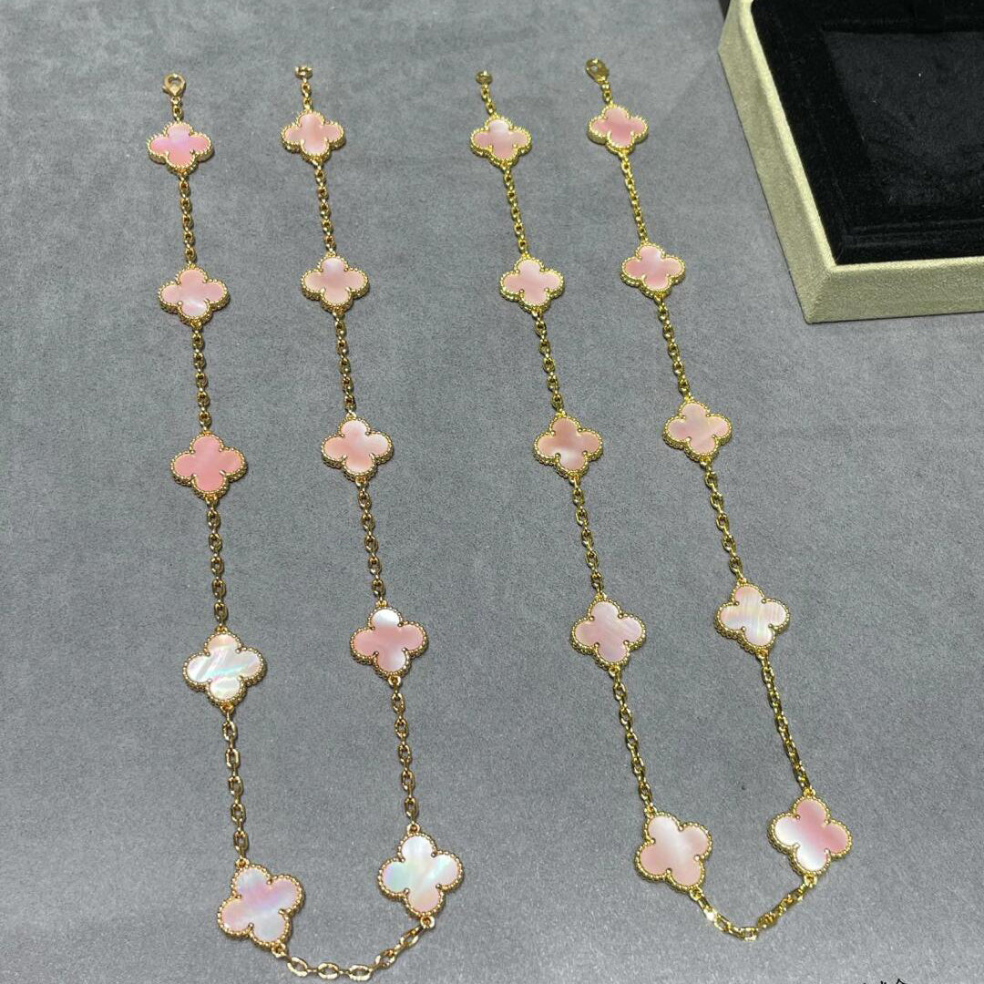 [NOVO]クローバー 10モチーフ ピンク モップネックレス