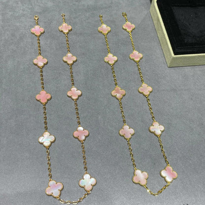 [NOVO]クローバー 10モチーフ ピンク モップネックレス