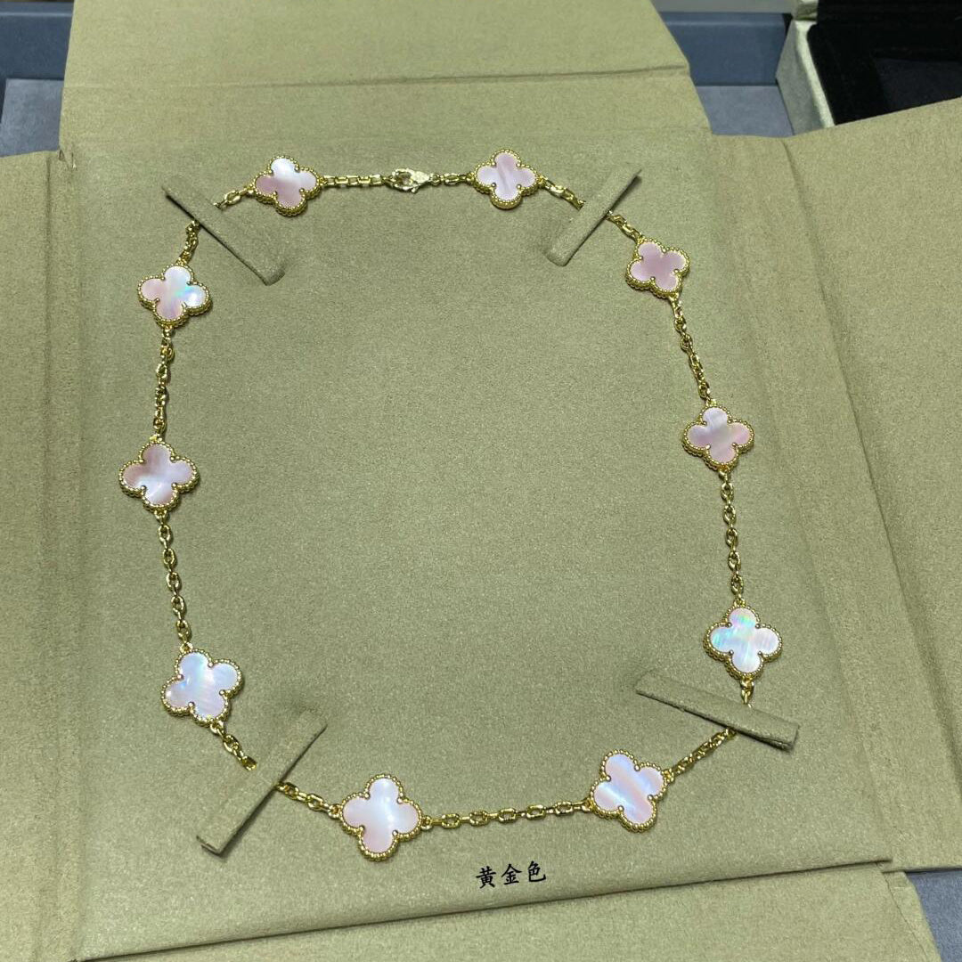 [NOVO]クローバー 10モチーフ ピンク モップネックレス