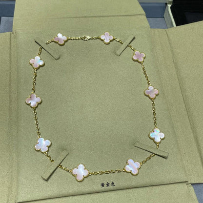 [NOVO]クローバー 10モチーフ ピンク モップネックレス
